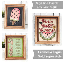 Load image into Gallery viewer, Watermelon Trio Sign Bundle Laser Cut File | Interchangeable Frame | Summer Sign Inserts | 5" x 6.25" signs | Watermelon Signs