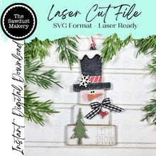Load image into Gallery viewer, Prim Snowman Stacker Ornament SVG | Laser Cut File, Christmas Decor (Digital Download)