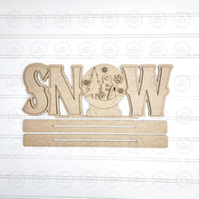 Load image into Gallery viewer, Snow Snow Globe Snowman Word Art Shelf Sitter Standing Sign File SVG | Winter Laser Cut File | Winter Mantle decor | Word Art Svg