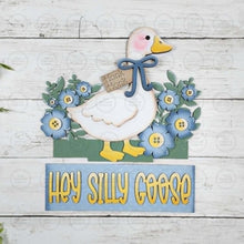 Load image into Gallery viewer, Add-on for Interchangeable Window Box | Hey Silly Goose Window Box Insert SVG | Laser Cut File | Window Box Shelf Sitter