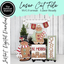 Load image into Gallery viewer, Victorian Gingerbread Christmas Decor Set SVG | Laser Cut File, Tiered Tray (Digital Download)