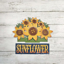 Load image into Gallery viewer, Add-on for Interchangeable Window Box | Sunflower Window Box Insert SVG | Laser Cut File | Window Box Shelf Sitter