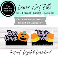 Load image into Gallery viewer, Boo Crew Drawer Insert SVG , Laser Cut File, Seasonal Decor Seasonal Insert, Interchangeable Decor (Digital Download)