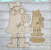Load image into Gallery viewer, Gertie Halloween Ghost SVG, Laser Cut File, Shelf Sitter (Digital Download)