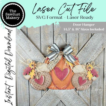 Load image into Gallery viewer, Fall Harvest Door Hanger SVG | Laser Cut Pumpkin File (Digital Download)