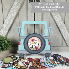 Load image into Gallery viewer, Interchangeable Off Road 4x4 Vehicle SVG | Laser Cut File | 3" Round Sign Insert Frame | Seasonal Interchangeable