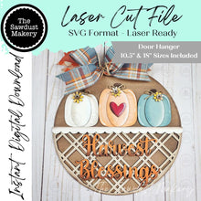 Load image into Gallery viewer, Harvest Blessings Pumpkin Door Hanger | Laser Cut File (Digital Download)