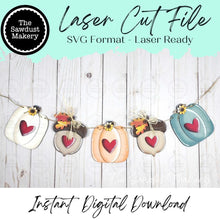 Load image into Gallery viewer, Pumpkin Acorn Fall Harvest Banner SVG File | Laser Cut File (Digital Download)