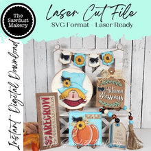 Load image into Gallery viewer, Scarecrow Fall Decor Set Tiered Tray Display SVG File | Laser Cut File | Pumpkin | Pumpkins | Fall SVG