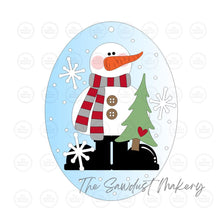 Load image into Gallery viewer, Prim Snowman Oval Ornament SVG File | Laser Cut File | Christmas Ornament SVG | Snowman SVG | Snowman Ornament Svg