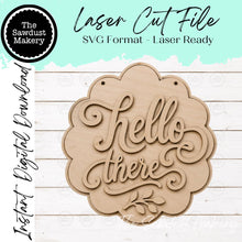 Load image into Gallery viewer, Hello There Double Scallop Door Hanger SVG | Laser Cut File (Digital Download)