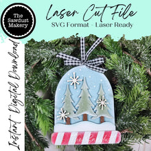 Load image into Gallery viewer, Winter Tree Snow Globe Cloche Ornament SVG, Christmas Ornament SVG, Laser Cut File, Christmas Decor (Digital Download)