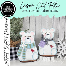 Load image into Gallery viewer, Polar Bear Shelf Sitter SVG | Laser Cut File, Christmas Decor (Digital Download)