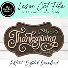 Load image into Gallery viewer, Thanksgiving Decorative Door Hanger Wall Sign SVG | Fall Laser Cut File (Digital Download)