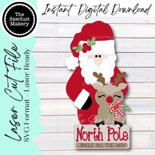 Load image into Gallery viewer, Prim Santa Stop Here Door Hanger Bundle SVG File | Laser Cut File | Christmas SVG | Santa svg | Prim Christmas Decor | Rustic Santa