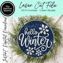 Load image into Gallery viewer, Hello Winter Welcome Door Hanger SVG | Winter Laser Cut File (Digital Download)
