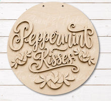 Load image into Gallery viewer, Peppermint Kisses Door Hanger 10.5" SVG File | Laser Cut File | Gingerbread SVG File | Door Hanger | Gingerbread Christmas SVG