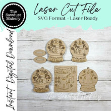 Load image into Gallery viewer, Let it Snow Globe Laser Cut File | Snowman Ornament SVG Bundle (Digital Download)