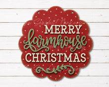 Load image into Gallery viewer, Merry Farmhouse Christmas Scallop Door Hanger SVG | Christmas Laser Cut File (Digital Download)