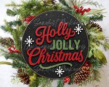 Load image into Gallery viewer, Holly Jolly Christmas Scallop Door Hanger SVG | Christmas Laser Cut File (Digital Download)