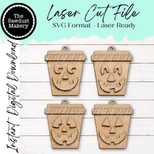 Load image into Gallery viewer, Halloween Jack o' lantern Latte Cup Gift Card Holder Laser Cut SVG File | Pop-out Gift Card Holder | Halloween SVG (Digital Download)