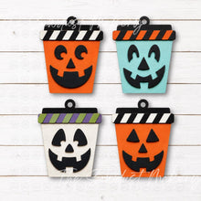 Load image into Gallery viewer, Halloween Jack o' lantern Latte Cup Gift Card Holder Laser Cut SVG File | Pop-out Gift Card Holder | Halloween SVG (Digital Download)