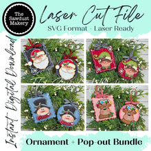Load image into Gallery viewer, Classic Christmas Friends Bundle - Scallop & Round Ornament + Pop-out Ornament Version SVG | Laser Cut File, Ornament (Digital Download)