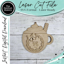 Load image into Gallery viewer, Gingerbread Face Cocoa Cup Christmas Ornament SVG File | Laser Cut File | Christmas Ornament SVG | Ornament SVG | Personalized