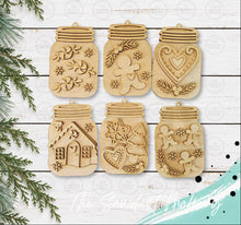Load image into Gallery viewer, Gingerbread Mason Jar Gift Card Holder Ornament Bundle | Laser Cut File | Christmas Ornament SVG | Ornament SVG (Digital Download)