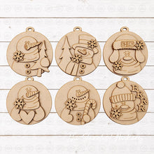 Load image into Gallery viewer, Snowman Ornament Bundle 3.75" Christmas Ornament SVG File | Laser Cut File | Christmas Ornament SVG | Snowman Ornament svg | Snowman SVG