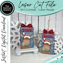 Load image into Gallery viewer, Moose Shelf Sitter and Ornament Gift Card Holder Laser Cut File | Christmas Ornaments | Laser SVG File | Christmas Cheer Gift | Gift Tag SVG