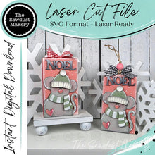 Load image into Gallery viewer, Mouse Shelf Sitter and Ornament Gift Card Holder Laser Cut File | Christmas Ornaments | Laser SVG File | Christmas Gift | Gift Tag SVG