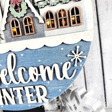 Load image into Gallery viewer, Winter Welcome Round Door Hanger Laser Cut File | Christmas Door Hanger SVG (Digital Download)