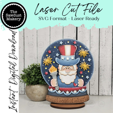 Load image into Gallery viewer, USA Snow Globe Shelf Sitter Laser Cut File | Patriotic Mantle Decor (Digital Download)