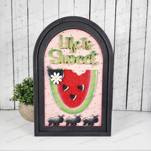 Load image into Gallery viewer, Interchangeable Large Arched Boho Sign Insert | Summer Watermelon | Laser Cut File | Boho Signs | Seasonal Interchangeable SVG