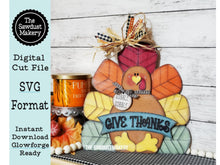 Load image into Gallery viewer, Turkey Door Hanger | Thanksgiving | Door Hanger | SVG File | Laser Cut File | Glowforge | Turkey | Thanksgiving Decor | Give Thanks
