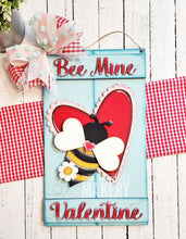 Load image into Gallery viewer, Valentine Bee Mine Pallet Sign Door Hanger SVG File | Laser Cut File | Valentine SVG File | Door Hanger svg | Bee SVG | Be Mine