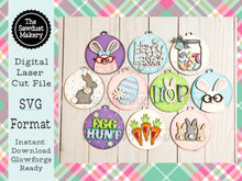 Load image into Gallery viewer, Easter Ornament SVG Laser File | Easter Laser Cut Files | Laser Ornament SVG | Easter Jar Topper | Bunny Easter Ornaments | Spring Laser SVG