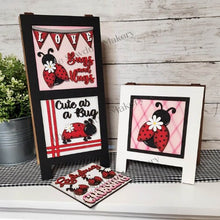 Load image into Gallery viewer, Summer Ladybug Laser Cut Files | Ladybug Interchangeable Leaning Sign Bundle File SVG | Glowforge | Summer Tiered Tray SVG | Farmhouse Frame