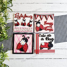 Load image into Gallery viewer, Summer Ladybug Laser Cut Files | Ladybug Interchangeable Leaning Sign Bundle File SVG | Glowforge | Summer Tiered Tray SVG | Farmhouse Frame