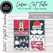 Load image into Gallery viewer, Santa Sign Bundle Laser Cut File | Farmhouse Interchangeable Leaning Sign Bundle SVG | Glowforge | Farmhouse Sign | Santa Svg
