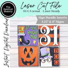 Load image into Gallery viewer, October Halloween Sign Bundle Laser Cut File | Farmhouse Interchangeable Leaning Sign Bundle SVG | Glowforge | Farmhouse Sign | Witch Svg
