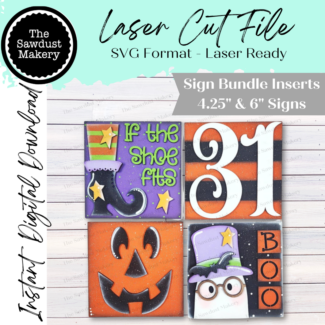 October Halloween Sign Bundle Laser Cut File | Farmhouse Interchangeable Leaning Sign Bundle SVG | Glowforge | Farmhouse Sign | Witch Svg