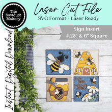 Load image into Gallery viewer, Honey Bee Kind Sign Laser Cut Files | Bee Interchangeable Leaning Sign Bundle File SVG | Bee Tiered Tray SVG | Farmhouse Frame

