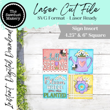 Load image into Gallery viewer, Spring Flowers Home Sign Bundle | Laser Cut File | Interchangeable Frame | Spring Sign Inserts | Home Decor SVG | Spring Sign Bundle
