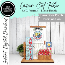 Load image into Gallery viewer, Barn Door Insert Add-on | July 4th Barn Door Insert | Seasonal Interchangeable Bundle | SVG Laser Cut File | Barn Door Farmhouse Decor
