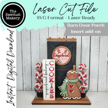 Load image into Gallery viewer, Barn Door Insert Add-on |  Gingerbread Peppermint Barn Door Insert | Seasonal Interchangeable Bundle | SVG Laser Cut File | Porch Door Farmhouse Decor
