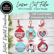 Load image into Gallery viewer, Valentine Tag Ornament Gift Card Holder Laser Cut SVG File | Gift Basket Tag | Laser SVG File | Gift Card Holder | Ornament Gift
