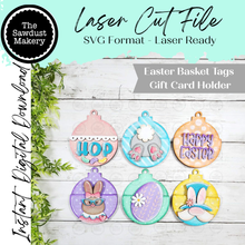 Load image into Gallery viewer, Easter Basket Tag Ornament Gift Card Holder Laser Cut SVG File | Easter Basket Tags | Laser SVG File | Gift Card Holder SVG | Ornament Gift
