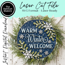 Load image into Gallery viewer, Warm Winter Welcome Door Hanger SVG | Winter Laser Cut File (Digital Download)
